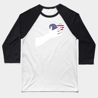 Hand On The Heart For Anthem US Flag Baseball T-Shirt